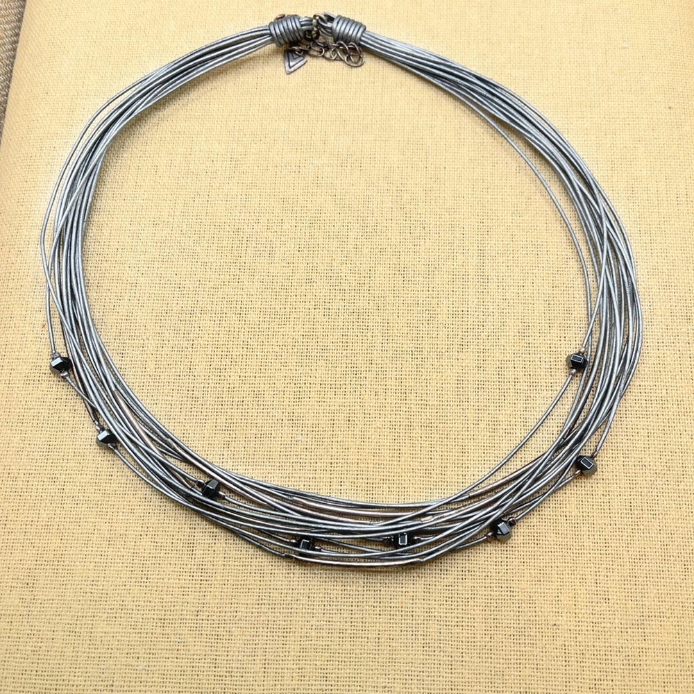 Silpada Sterling Silver 925 Hematite  multi strand Leather Cord Necklace N2146 - Picture 2 of 4